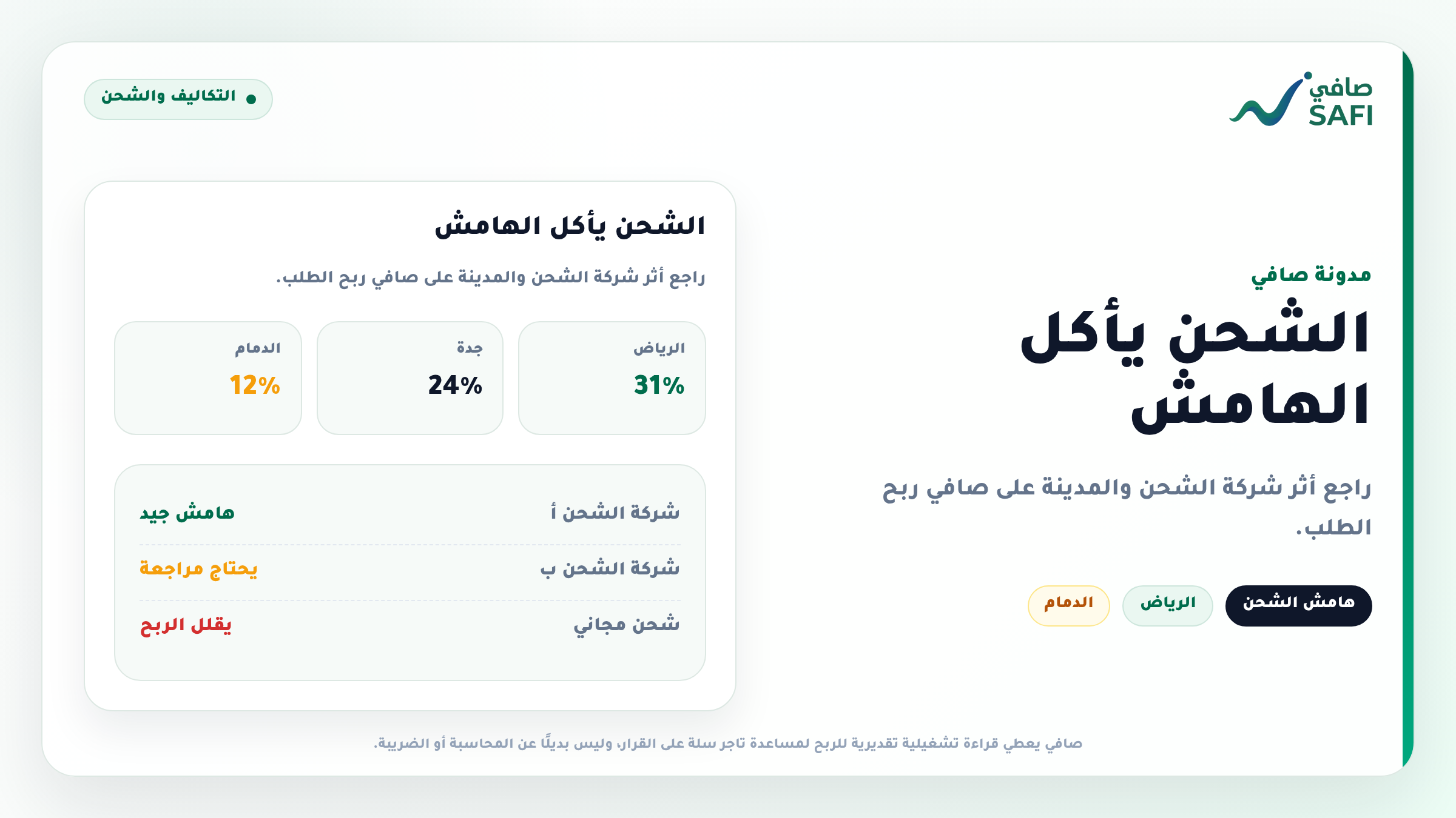 تكلفة الشحن: كيف تأكل هامش الربح بدون أن تنتبه؟